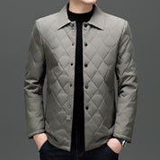 Diamond Quilted Jacket With Plaid Lining Weatherproof Coat Gray Men's Clothing