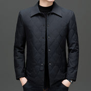 Diamond Quilted Jacket With Plaid Lining Weatherproof Coat Navy Men's Clothing