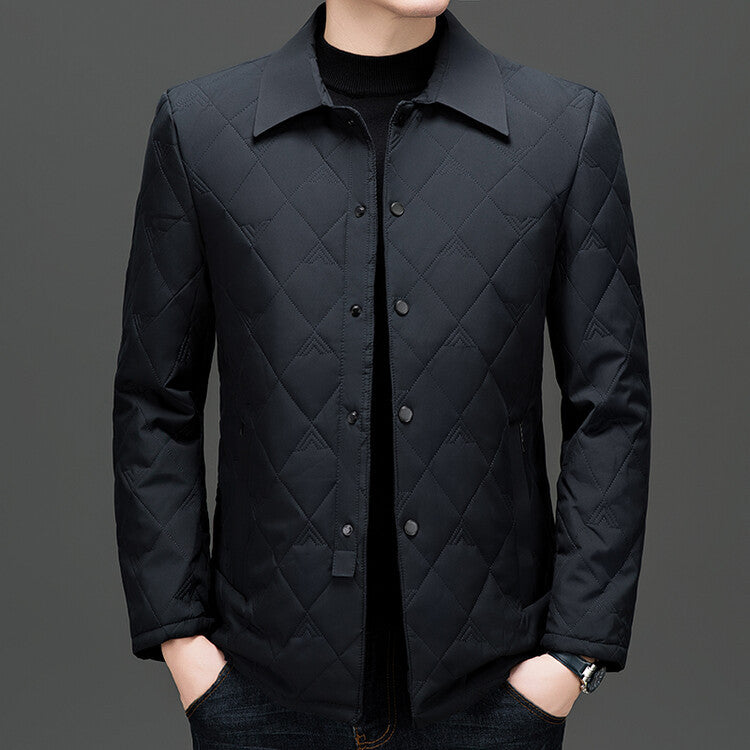 Diamond Quilted Jacket With Plaid Lining Weatherproof Coat Navy Men's Clothing