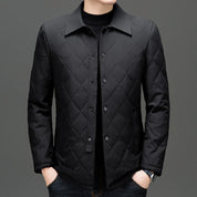 Diamond Quilted Jacket With Plaid Lining Weatherproof Coat Black Men's Clothing