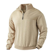 Mens Quarter Zip Pullover Sweatshirt Polyester Blend - OKOHOKO™ FASHION