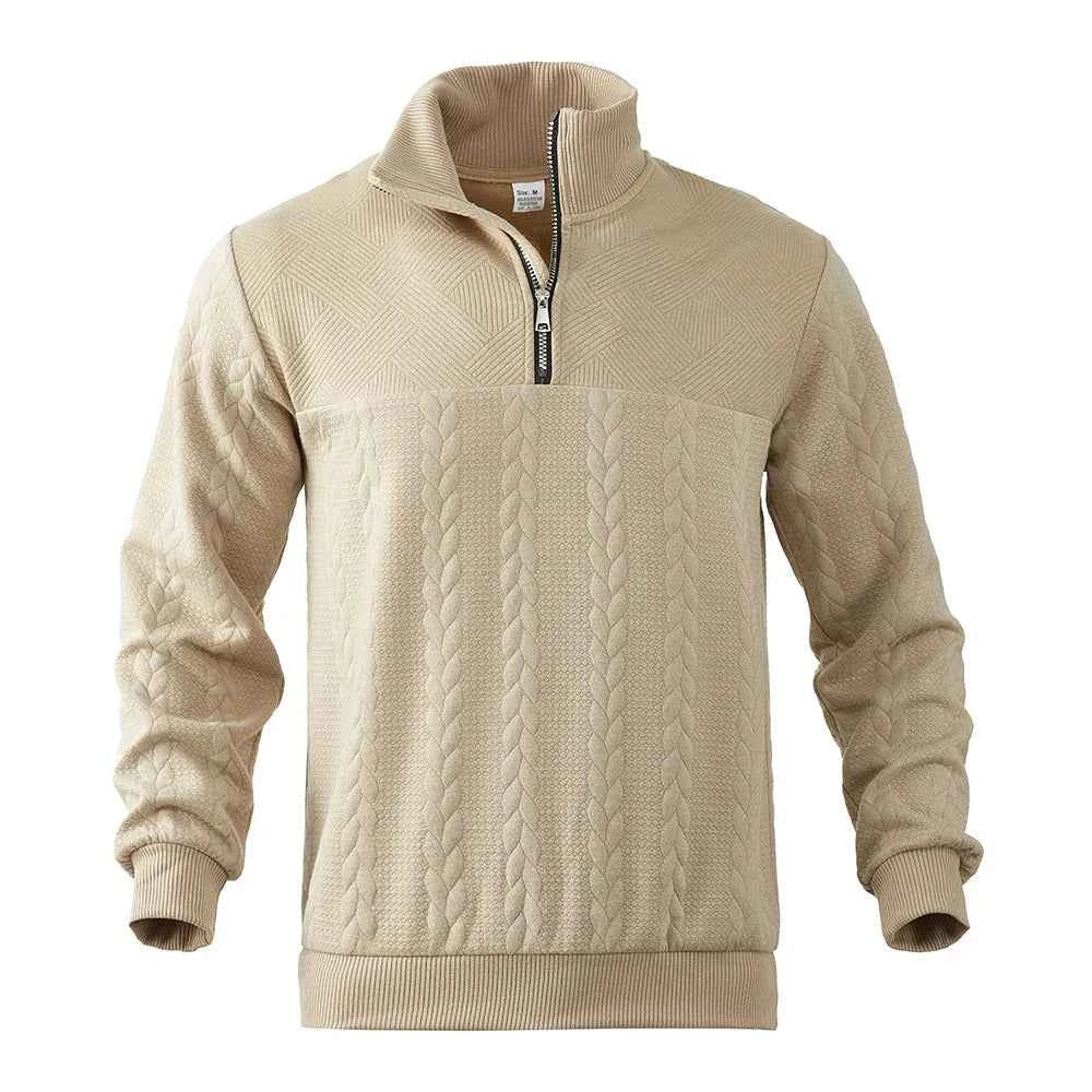 Mens Quarter Zip Pullover Sweatshirt Polyester Blend - OKOHOKO™ FASHION