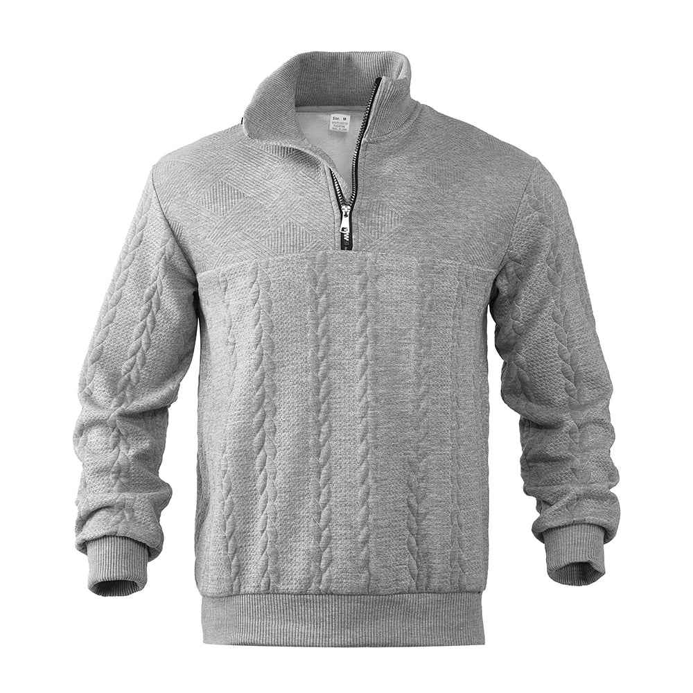 Mens Quarter Zip Pullover Sweatshirt Polyester Blend - OKOHOKO™ FASHION