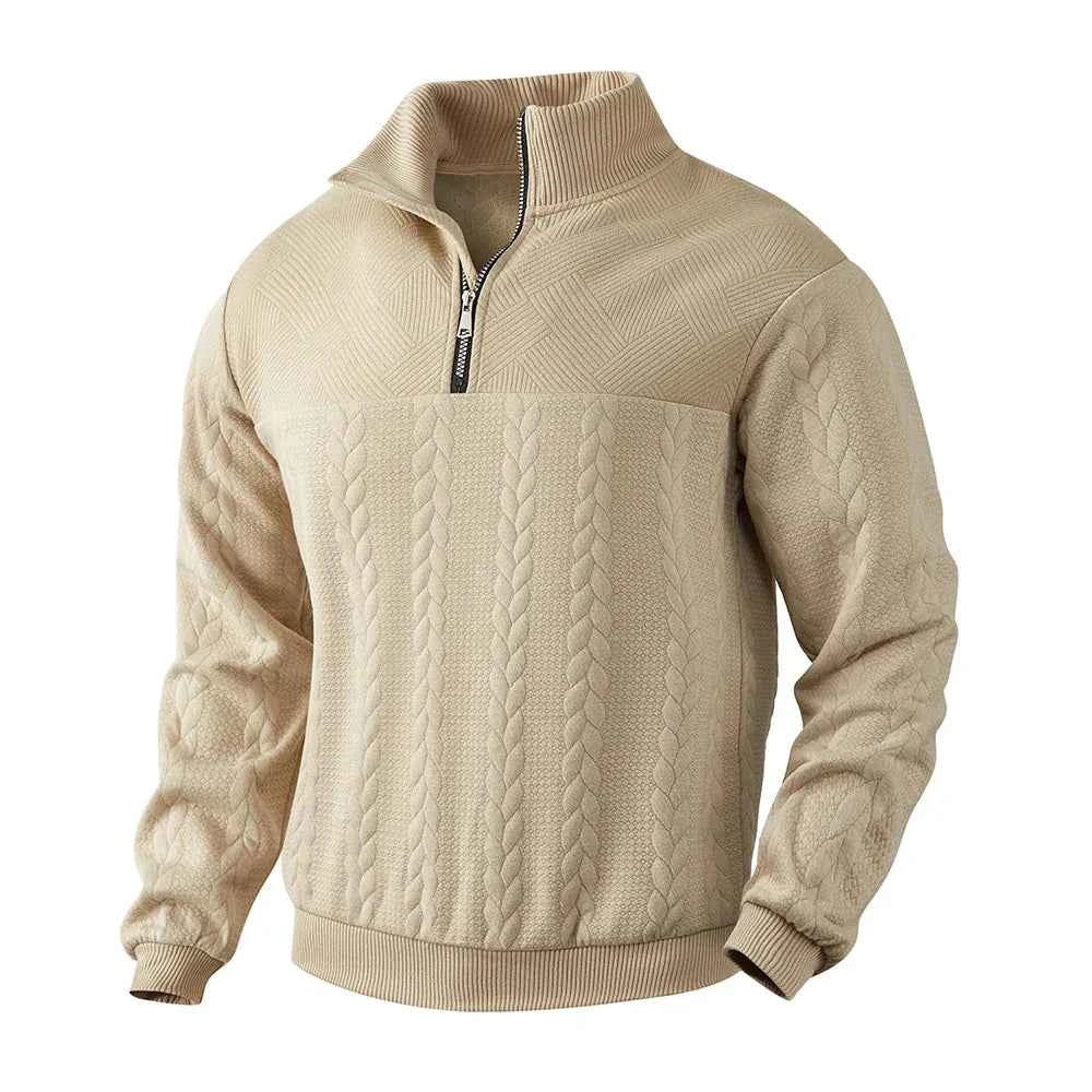 Mens Quarter Zip Pullover Sweatshirt Polyester Blend - OKOHOKO™ FASHION