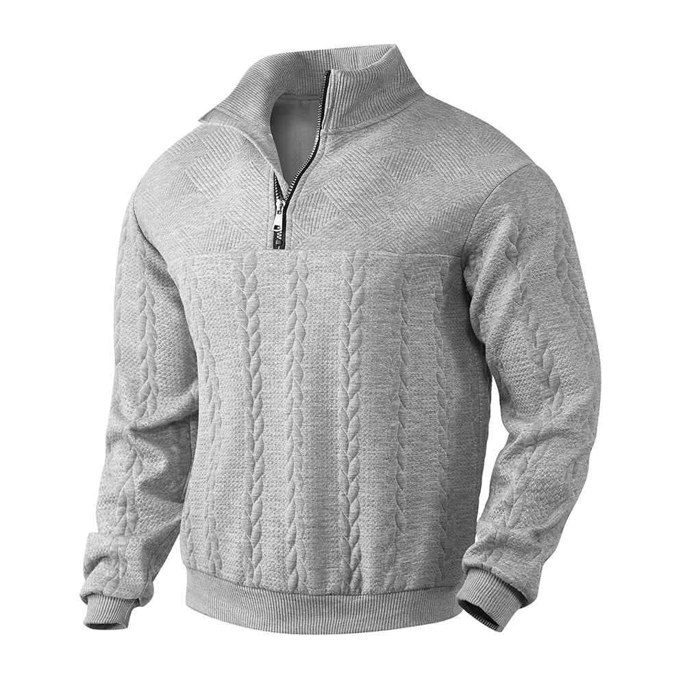 Mens Quarter Zip Pullover Sweatshirt Polyester Blend - OKOHOKO™ FASHION