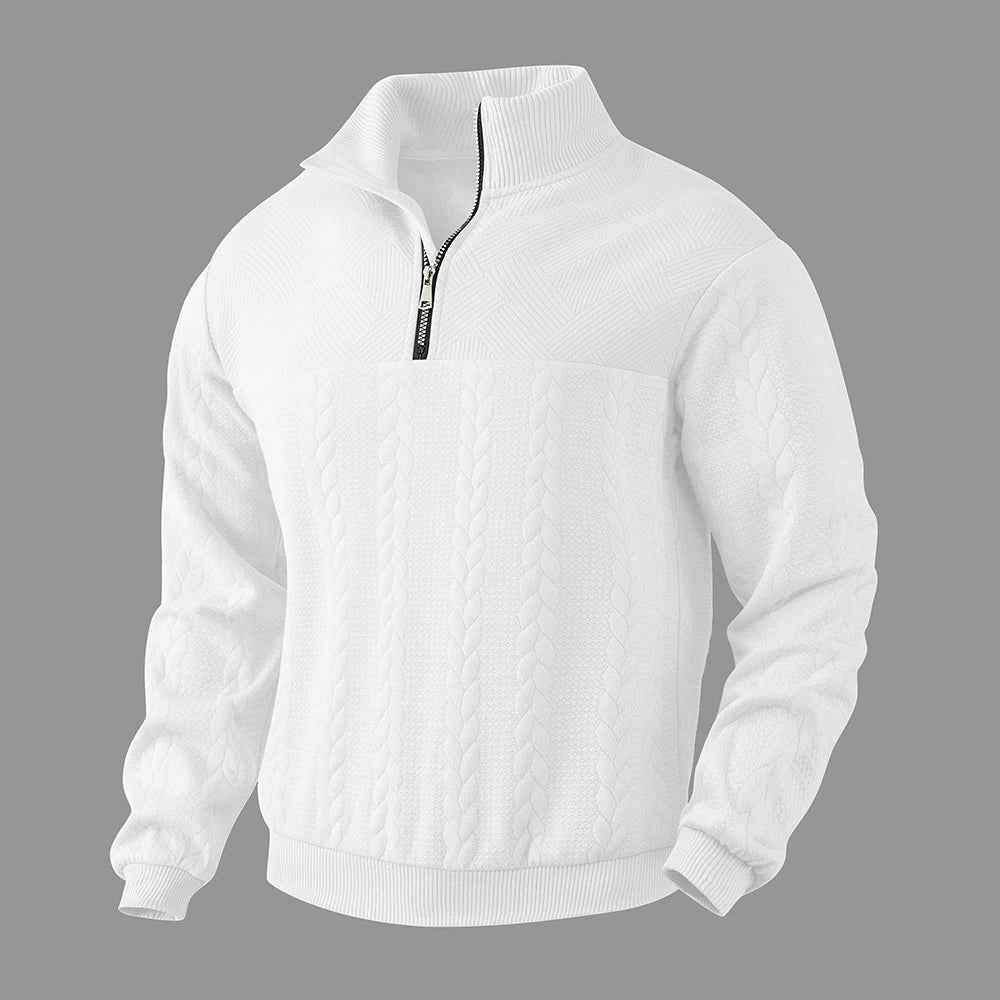 Mens Quarter Zip Pullover Sweatshirt Polyester Blend - OKOHOKO™ FASHION