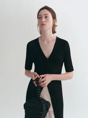 Airy Long Knit Cardigan With Hollow Design All Seasons