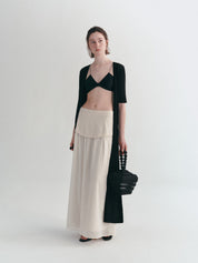 Airy Long Knit Cardigan With Hollow Design All Seasons