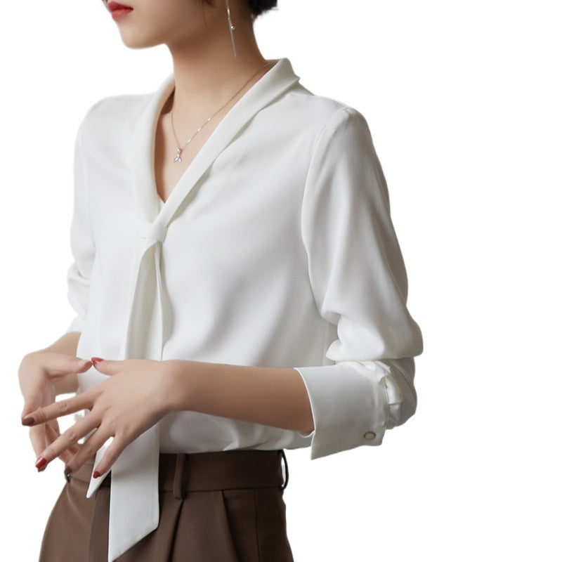 Chiffon Tie Neck Blouse Lightweight Office Top For Women Women Blouse