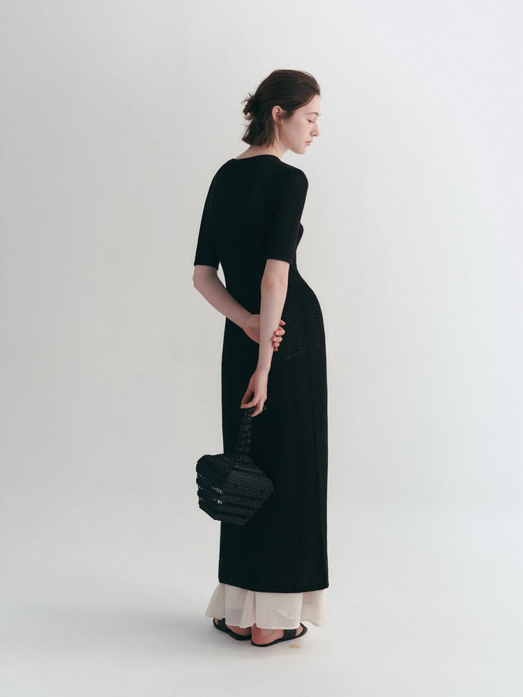 Airy Long Knit Cardigan With Hollow Design All Seasons