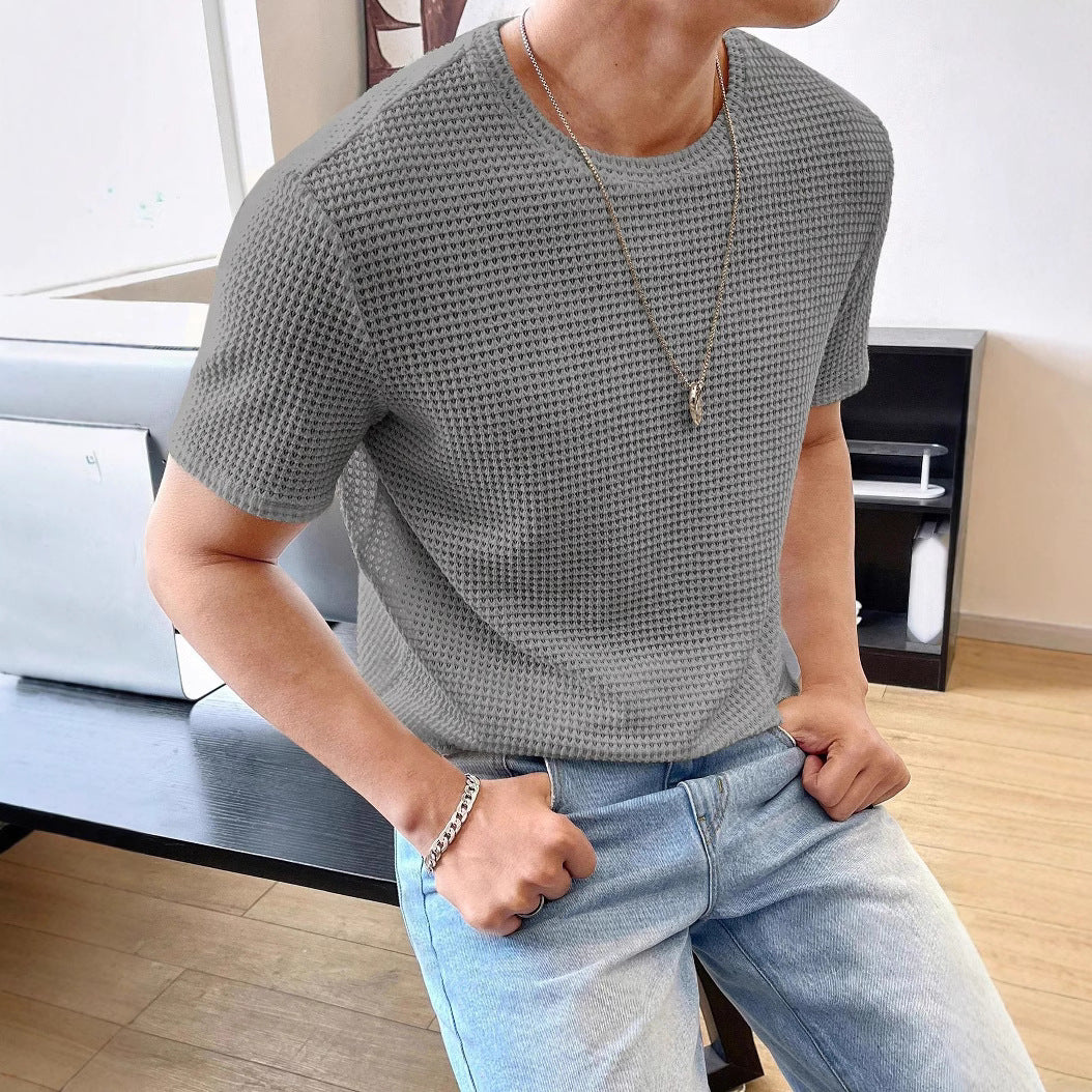 Mens Casual Loose Solid Color Short Sleeve T Shirt T-Shirts
