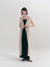 Airy Long Knit Cardigan With Hollow Design All Seasons