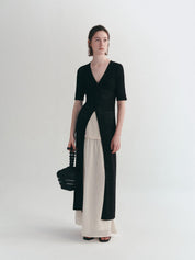 Airy Long Knit Cardigan With Hollow Design All Seasons Black