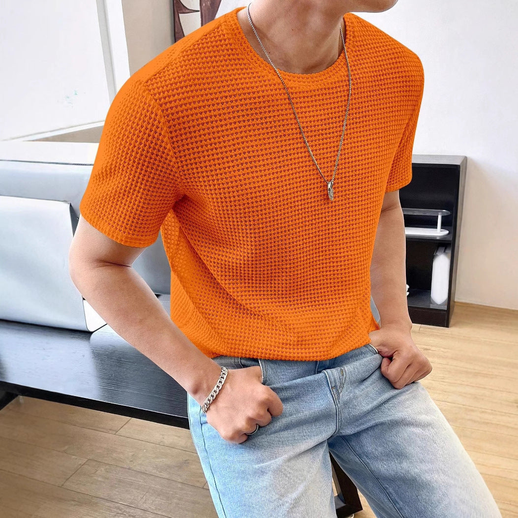 Mens Casual Loose Solid Color Short Sleeve T Shirt T-Shirts
