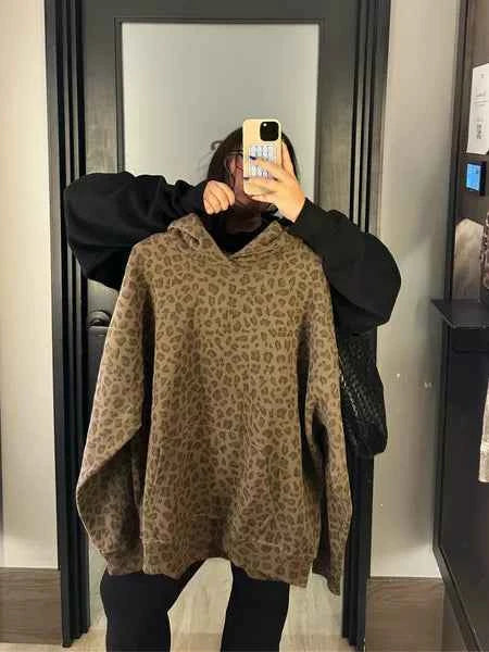 Leopard Print Hoodie For Women Casual Streetwear Style - OKOHOKO™ FASHION