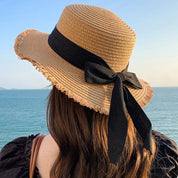 Wide Brim Straw Hat For Women Sun Protection Beach Summer B One Size Hats