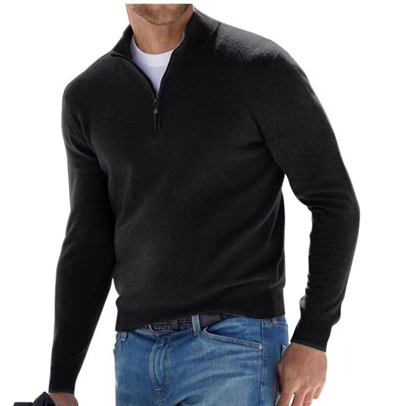 Mens Cashmere Half Zip Sweater Long Sleeve Pullover - OKOHOKO™ FASHION