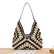 Boho Chic Beach Bag With Vibrant Patterns And Roomy Design Black Bag