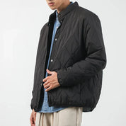 Quilted Winter Jacket Warm Insulated Coat With Snap Closure Men's Winter Jacket