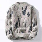 Cozy Textured Knit Sweater With Abstract Pattern For Winter - OKOHOKO™ FASHION