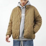 Quilted Winter Jacket Warm Insulated Coat With Snap Closure Men's Winter Jacket