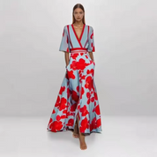 Floral Wrap Maxi Dress For Women Elegant Summer Gown - OKOHOKO™ FASHION