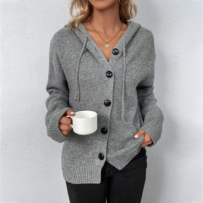 Cozy Women Knit Hooded Cardigan Lightweight Warm Everyday - OKOHOKO™ FASHION