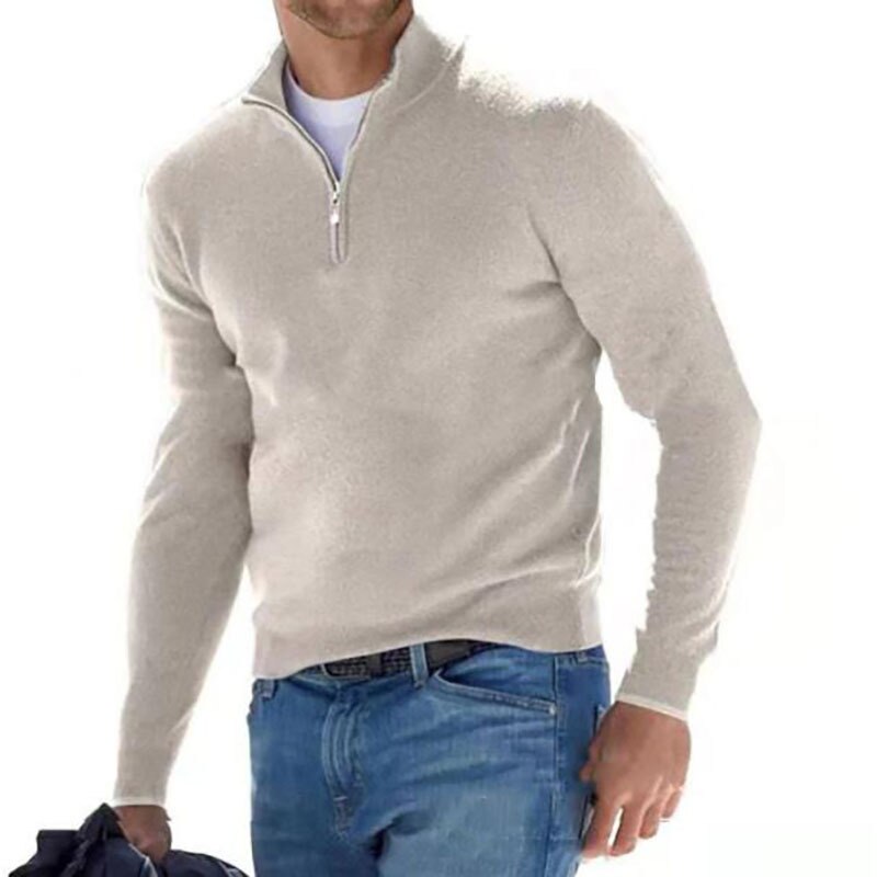 Mens Cashmere Half Zip Sweater Long Sleeve Pullover - OKOHOKO™ FASHION