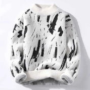 Cozy Textured Knit Sweater With Abstract Pattern For Winter - OKOHOKO™ FASHION