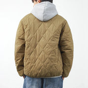 Quilted Winter Jacket Warm Insulated Coat With Snap Closure Men's Winter Jacket
