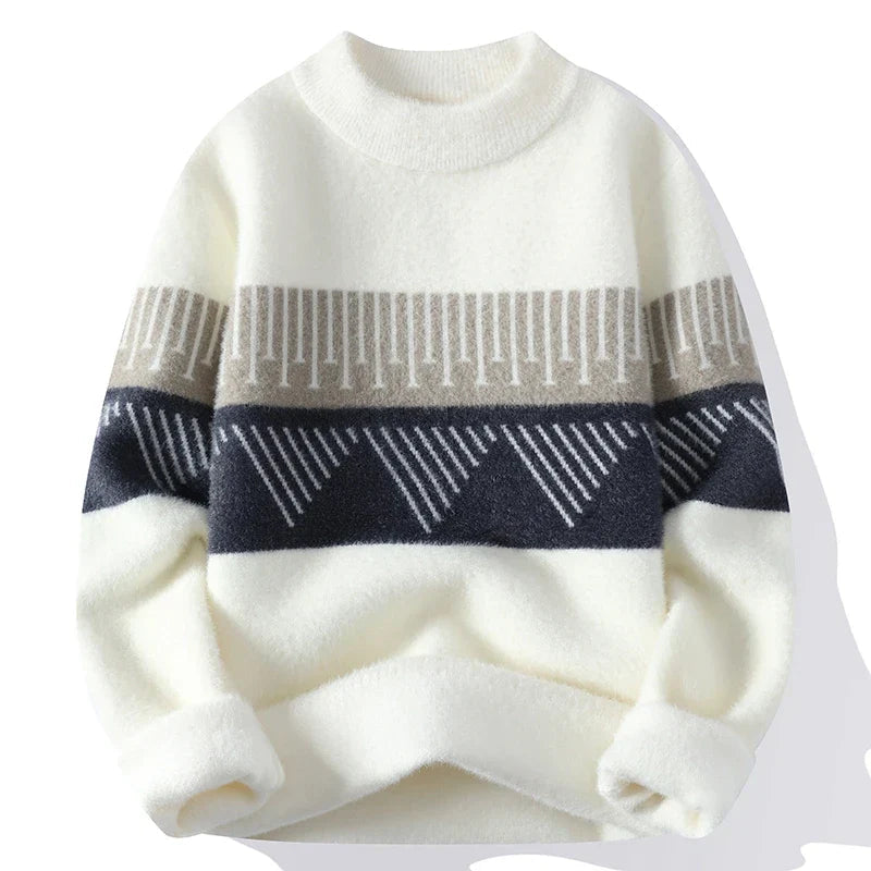 Geometric Patchwork Knit Sweater for Cozy Fall Weather - OKOHOKO™ FASHION