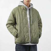 Quilted Winter Jacket Warm Insulated Coat With Snap Closure Men's Winter Jacket