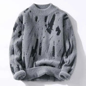 Cozy Textured Knit Sweater With Abstract Pattern For Winter - OKOHOKO™ FASHION