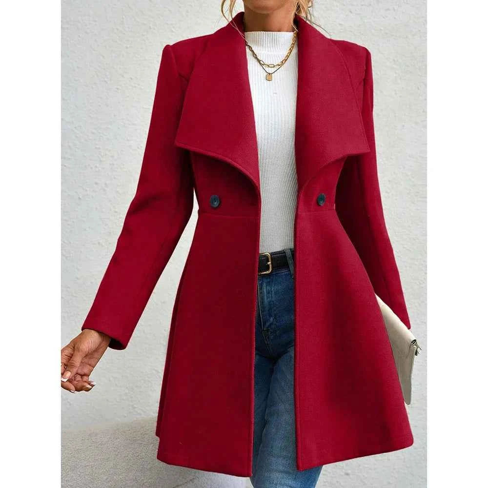 Elegant Wool Blend Long Coat for Women Winter Warmth - OKOHOKO™ FASHION