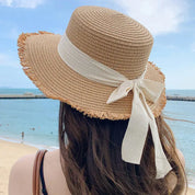 Wide Brim Straw Hat For Women Sun Protection Beach Summer C One Size Hats