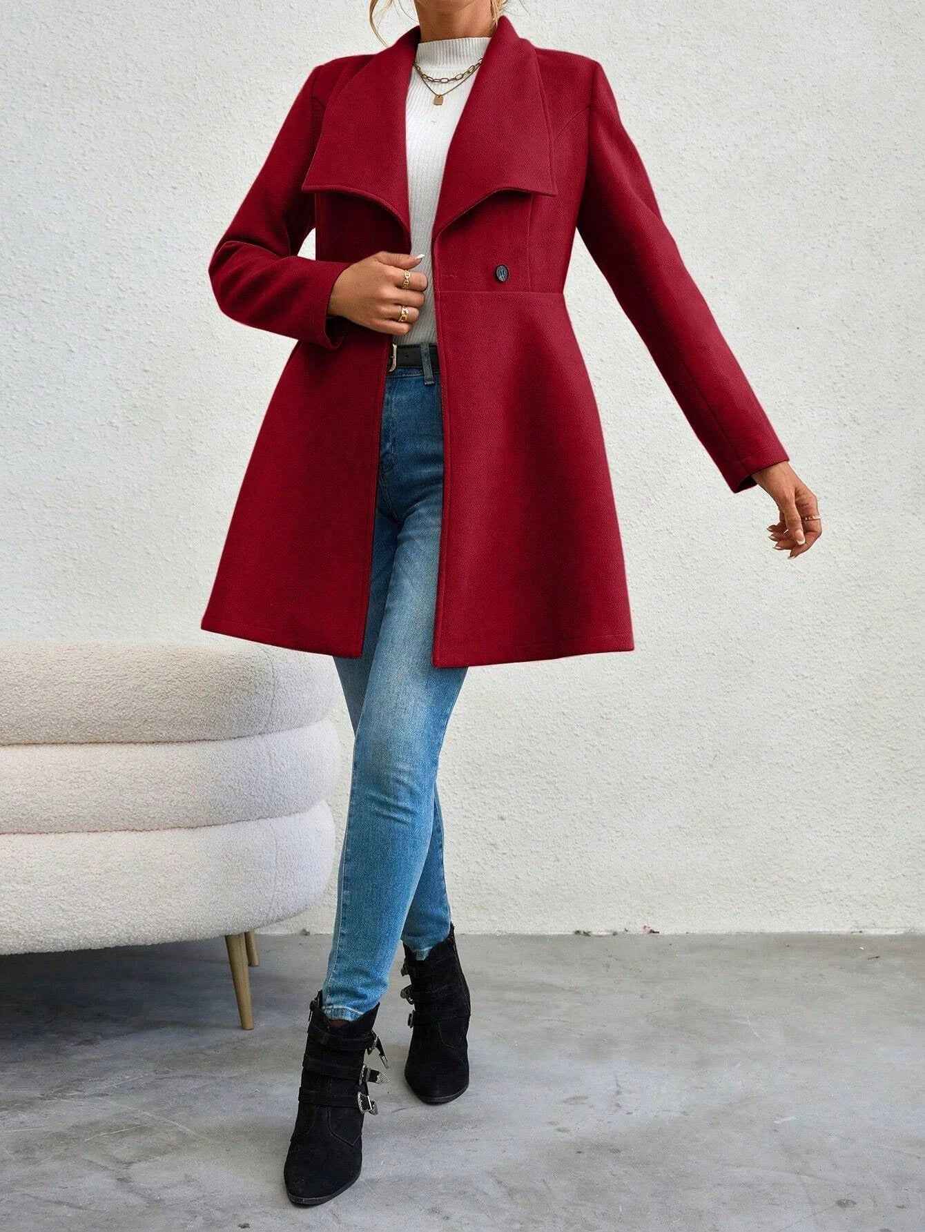 Elegant Wool Blend Long Coat for Women Winter Warmth - OKOHOKO™ FASHION