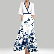 Floral Wrap Maxi Dress For Women Elegant Summer Gown - OKOHOKO™ FASHION