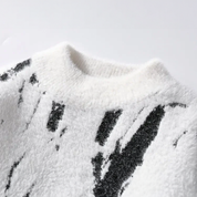 Cozy Textured Knit Sweater With Abstract Pattern For Winter - OKOHOKO™ FASHION