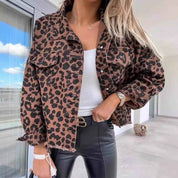 Leopard Print Denim Jacket Women Slim Fit Casual Chic - OKOHOKO™ FASHION