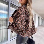 Leopard Print Denim Jacket Women Slim Fit Casual Chic - OKOHOKO™ FASHION
