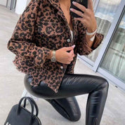 Leopard Print Denim Jacket Women Slim Fit Casual Chic - OKOHOKO™ FASHION