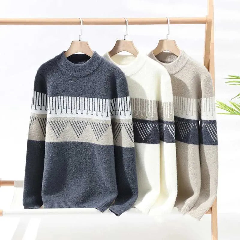 Geometric Patchwork Knit Sweater for Cozy Fall Weather - OKOHOKO™ FASHION