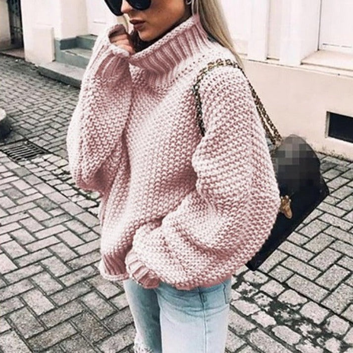 Elegant Half Collar Sweater for Everyday Comfort Wear Pinnk