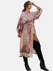 Elegant Long Floral Kimono Robe for Women Dresses