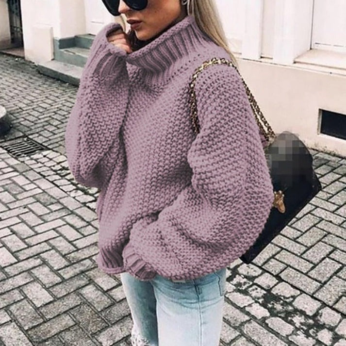 Elegant Half Collar Sweater for Everyday Comfort Wear Purple