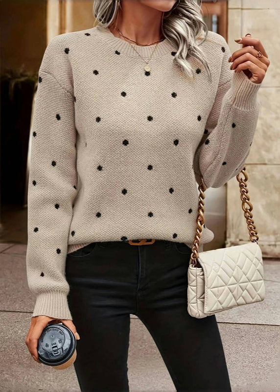 Polka Dot Knit Sweater For Women Soft Cozy Pullover - OKOHOKO™ FASHION