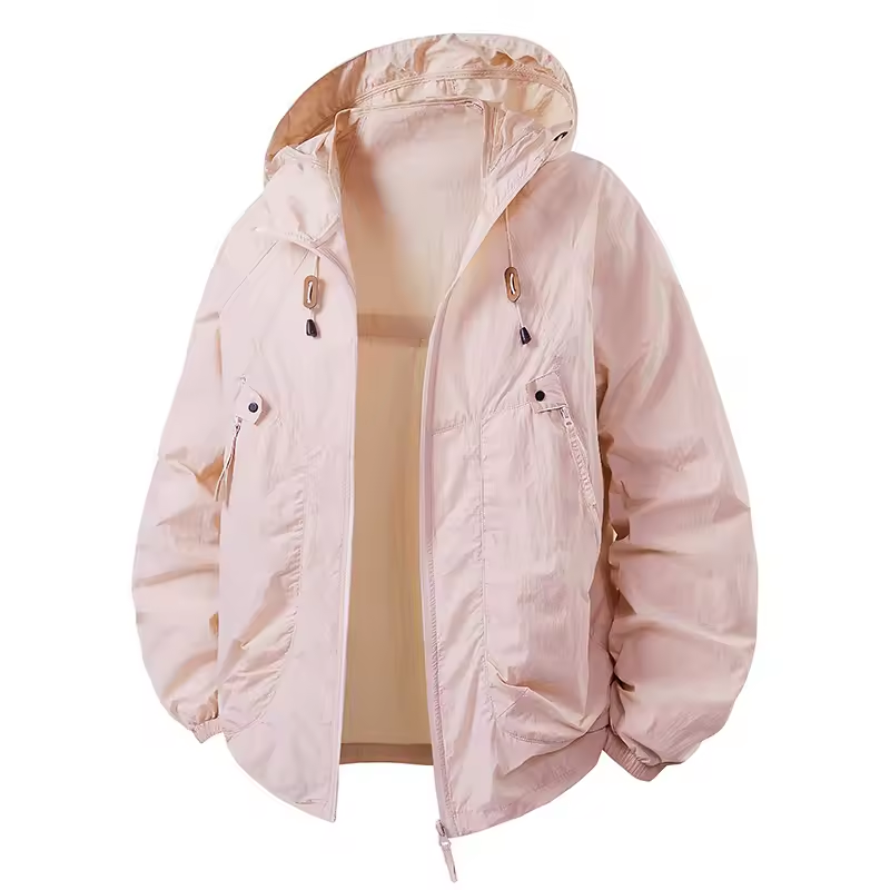 Waterproof Hooded Walking Jacket Lightweight All Weather Pink Jacket & Coats