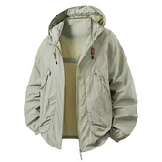 Waterproof Hooded Walking Jacket Lightweight All Weather Green Jacket & Coats