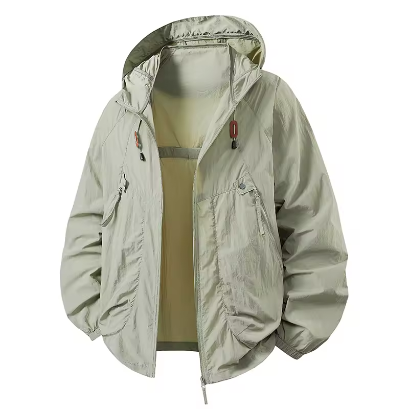 Waterproof Hooded Walking Jacket Lightweight All Weather Green Jacket & Coats