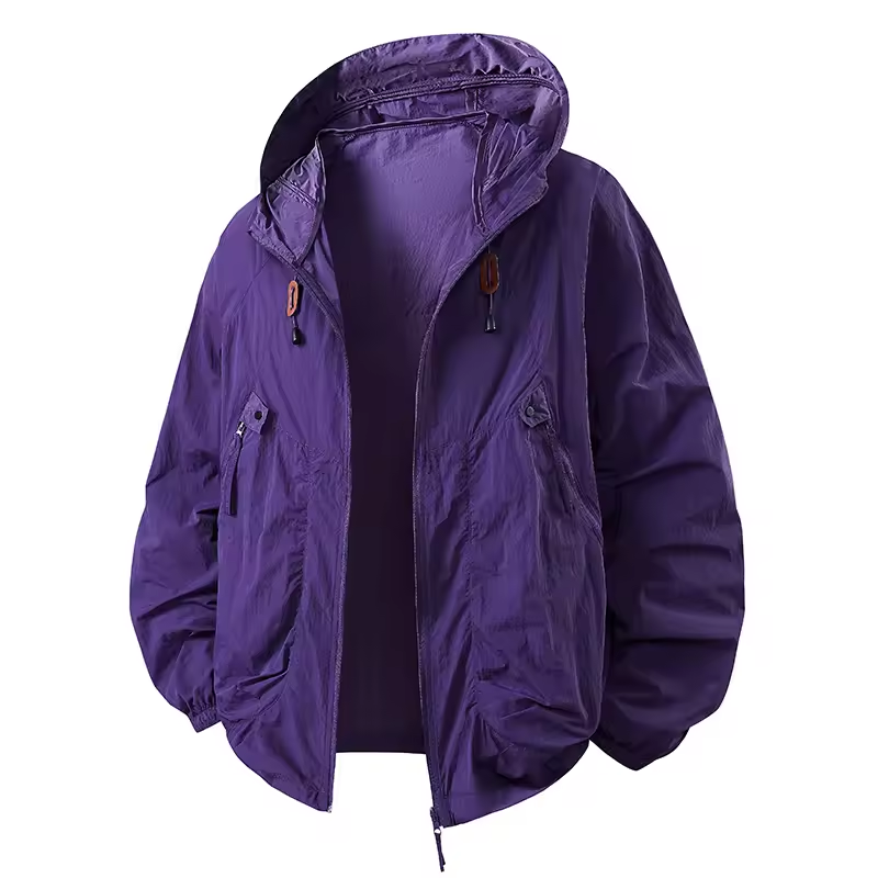 Waterproof Hooded Walking Jacket Lightweight All Weather Purple Jacket & Coats